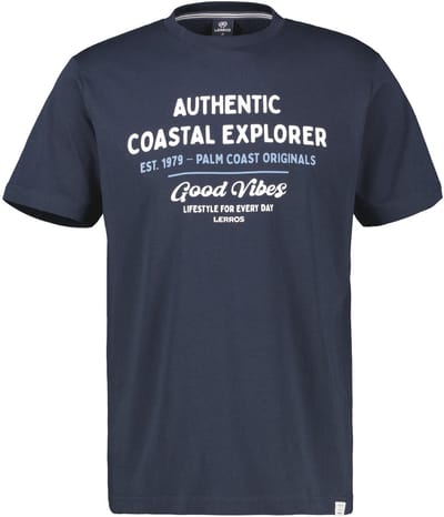 LERROS Zomers T-shirt van katoen met ronde hals, grote maten , Maat: 3XL , Kleur: CLASSIC NAVY , 100% katoen