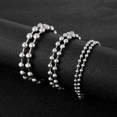 Aramat Jewels | Halskettingen | RVS Bolletjes Ketting Zilverkleur - Trendy Tagketting | 1.5mm / 50cm |50cm | | Staal | Volwassenen | Verkleurd niet