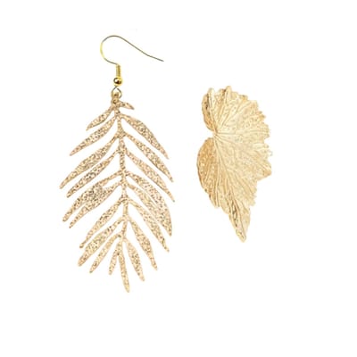 Oorbellen -goudkleur -boomblad -palm -8 cm- Charme Bijoux