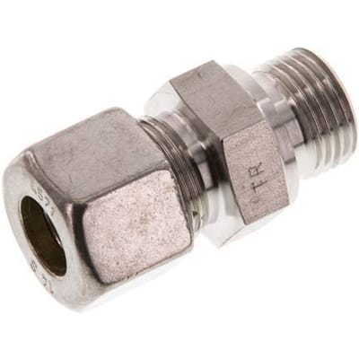 G 1/2'' Buitendraad x 14S RVS Rechte Knelfitting 630 Bar DIN 2353 - FL2S-MO-ST-012G-14-S