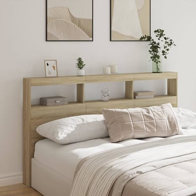 vidaXL - Hoofdbordkast - met - LED-verlichting - 180x17x102 - cm - sonoma - eiken