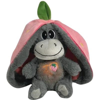 Creatieve 12,6 inch Lichtgevende Ademende Pop Pluche Aardbei Ademende Knuffelpop Zachte Ezel Baby Slaapspeelgoed Kinderen