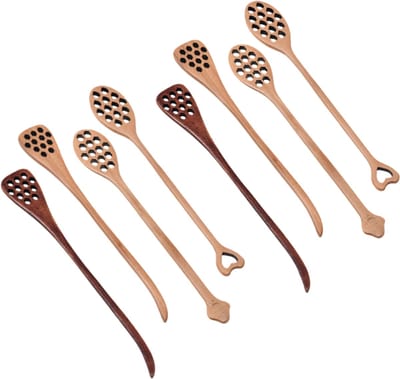 8-delige set - Koffieroerlepel met lange steel - Houten roerstaafje - Roerstaafje voor melkthee - 18,5 cm - Houtkleur