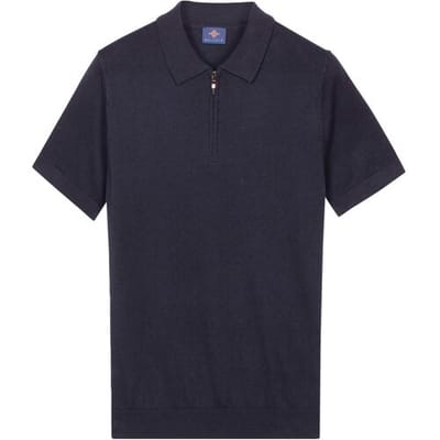 Baileys Polo Zip Collar Jersey Knit Short Sleeve Navy / male