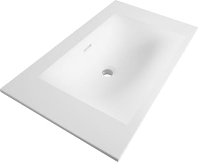 BRAUER Furiosa Meubelwastafel - 80x46x2cm - overloop - 1 wasbak midden - zonder kraangaten - Finestone mat wit