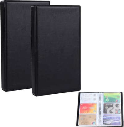 Business Card Album voor Loyaliteitskaarten - Plastic Kaarten en Credit Cards voor 300 Kaarten - 185mm x 108mm - Zwart - Pack van 2