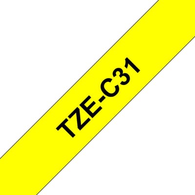 Labeltape signaalkleur Brother TZe, TZ TZe-C31 Tapekleur: Signaalgeel Tekstkleur:Zwart 12 mm 5 m