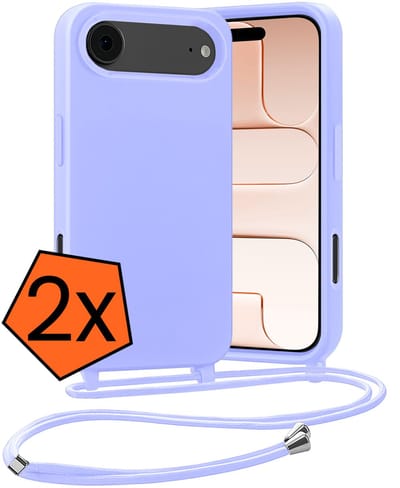 Hoesje Geschikt voor iPhone Air Hoes Met Telefoonketting - Backcover Geschikt voor iPhone Air Case Met Koord - Lila - 2 PACK