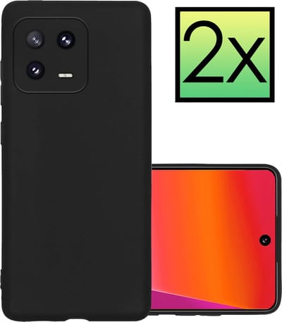 Hoesje - 2 Stuks - Geschikt voor Xiaomi 13 - Sterk & Shockproof - Case Siliconen - Back Cover - Telefoon Hoes - Zwart
