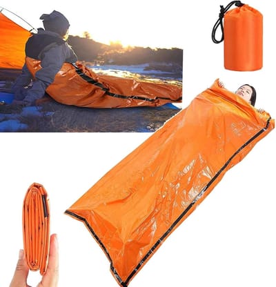 Nood Slaapzak - Bivy Zak - Kamperen Wandelen - Waterdicht Winddicht - 215 x 90 cm - Oranje
