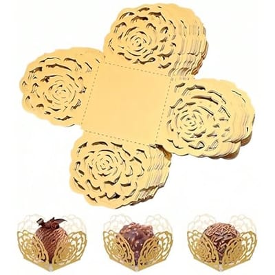 50 stuks Snoep Chocolade Kant Papier Verpakking Doos, Elegante Dessertbeker, Verpakking Doos 50pcs goud