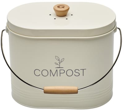 Guillouard Compostemmer – 7 L – Ovaal – Beige – Met Deksel en Koolstoffilter – Keukencompost