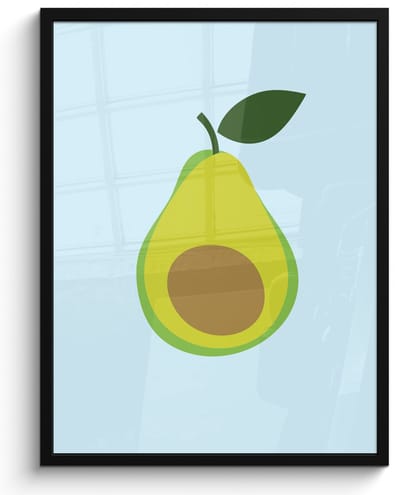Poster in lijst - Fotolijst 50x70 cm - Posters - Avocado - Illustratie - Groene - Vrucht - Posterlijst zwart - Decoratie - Wanddecoratie woonkamer - Muurdecoratie slaapkamer
