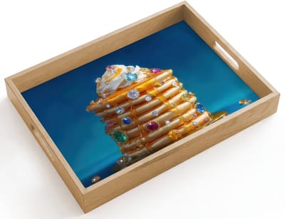 Dienblad hout 40x30 cm - Schootdienblad - Pannenkoeken - Steentjes - Glitter - Slagroom - Borrelplank rechthoek - Plateau dienbladen