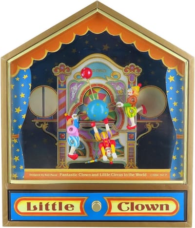 Houten Muziekdoos met Circus Thema en Draaiende Poppetjes - Klassieke Melodie