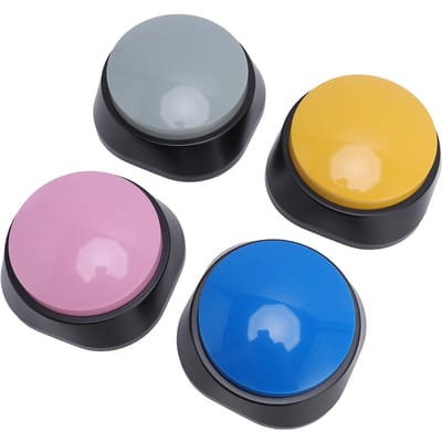 4PCS Boutons pour Chien Enregistrement 30 Secondes 4 Couleurs Boutons d'Enregistrement Vocal Interactivité pour Animaux de Compagnie Jouet Amusant pour yellow