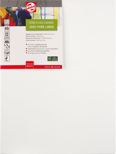 Talens Opgespannen Canvas Linnen - 30x40cm - 100% Linnen Medium Textuur - Universele Grondverf voor Olieverf Acrylverf Watermengbaar - FSC-gecertificeerd Hout - Beukenhouten Pinnen voor Opspannen
