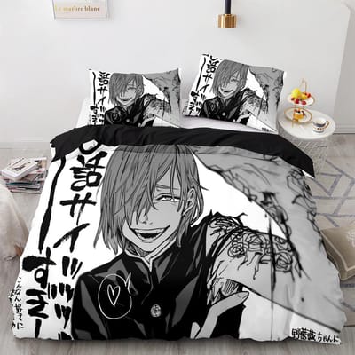 3D Jujutsu Kaisen Beddengoed Set Enkel Twin Volledig Queen King Maat Anime Bed Set Volwassene Kawaii Kinder Slaapkamer Dekbedovertrek Sets 3D Print AU Single(140x210cm)