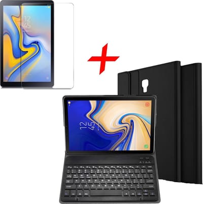 Hoes met Toetsenbord geschikt voor Samsung Galaxy Tab A 10.5 inch Book Case Cover Hoesje met Toetsenbord en Screenprotector Zwart