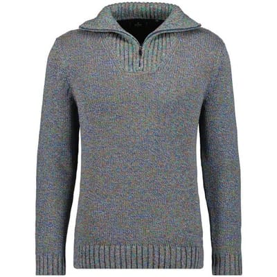 Ragman Trui Troyer Zip Cotton Knit Pullover Elbow Patches Multicolor / male