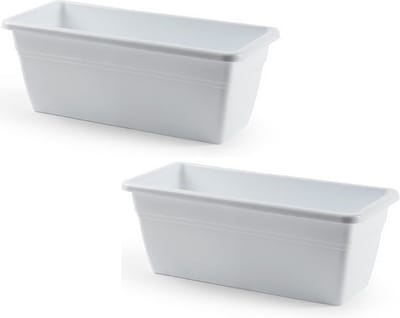 Plantenbak wit rechthoekig 40 x 18 x 15 cm - 2x stuks - Bloembakken/plantenbakken voor binnen/buiten