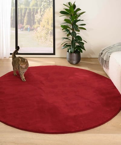 Rond zacht vloerkleed - Plush rood 120
