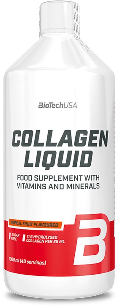 BioTechUSA Collagen Liquid | Gehydrolyseerd Collageen | met Essentiële Vitaminen en Mineralen voor Bindweefsel, 1000 ml, Tropisch fruit