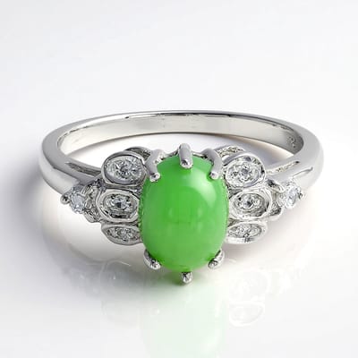 Cavill - Zilveren Ring - 925 Sterling Zilver - Keizerlijk Chrysopraas 1 27 ct en Witte Topaas 0 113 ct - Ovaal Elegant Groen 27x20 mm