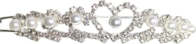 Haar versiering diadeem hartje strass met synthetische pareltjes - Charme Bijoux