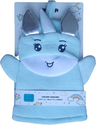 Eenhoorn washand lichtgroen - kinder washandje 100% polyester voor baby's en peuters