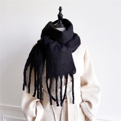 Mode Effen Sjaal Dames Kasjmier Zacht Winter Warme Sjaals Hijab Vrouwelijke Lange Hoofdband Sjaal Wikkels Bandana Foulard Poncho 20x200 cm black