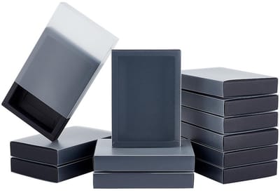 Dailygoods- Cadeaubox 16 Stuks - Zwarte Kraft Doos - Doorschijnend Plastic Deksel - Sieradenverpakking - Huwelijksgeschenkdozen - Afmetingen 13,8 x 9,7 x 2,5 cm - Geschenkdoos