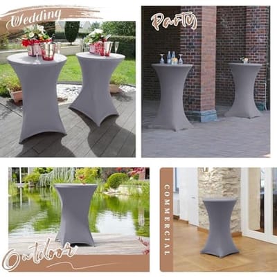 32'' x 43'' Cocktail Spandex Stretch Tafelkleed Lichtgrijs voor Bruiloft en Evenementen