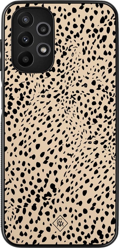 Casimoda® hoesje - Geschikt voor Samsung Galaxy A13 4G - Stippen bruin abstract - Zwart TPU Backcover - Gestipt - Bruin/beige