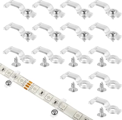 100 x 10 mm LED Strip Beugels voor IP65 Waterdichte en Niet-Waterdichte 5050 LED Strips met Schroeven voor Eenvoudige Installatie