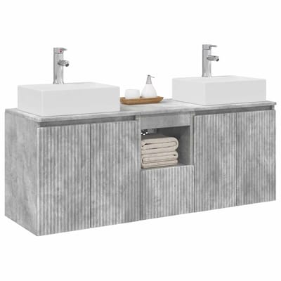 vidaXL - Badkamerkast - set - 3 - st - Betongrijs - 129 - x - 41 - x - 79,5 - cm