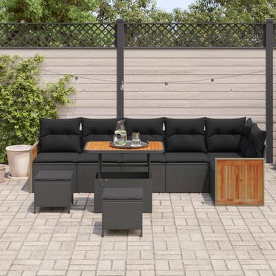 vidaXL - Tuinbank - Set - 9 - st - 9-Aantal - zitplaatsen - Zwart