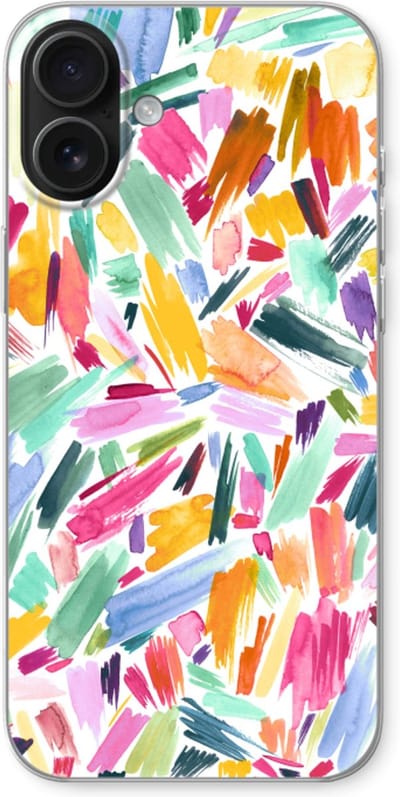 Case Company® - Hoesje geschikt voor iPhone 16 Plus hoesje - Watercolor Brushstrokes - Soft Cover Telefoonhoesje - Bescherming aan alle Kanten en Schermrand