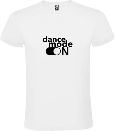 Wit T-Shirt met “ Dance Mode On “ afbeelding Zwart Size XXXL