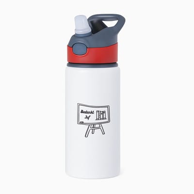 Hacebo® - Bedankt juf waterfles met rietje rood - Juf - juf - Leraar - water fles - 650ML