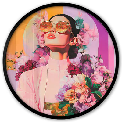 Poster in lijst Rond - Fotolijst 40x40 cm - Posters - Portret - Vrouw - Abstract - Bloemen - Ronde posterlijst zwart - Decoratie - Wanddecoratie woonkamer - Muurdecoratie slaapkamer