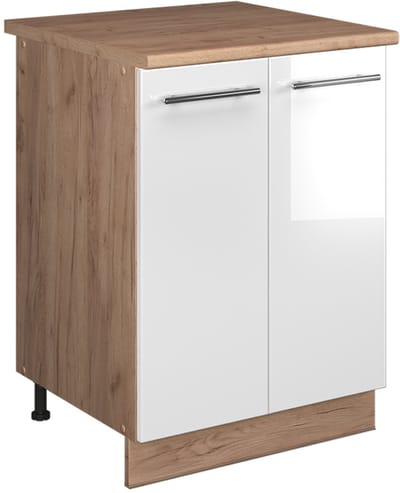 Vicco Wastafelkast Fame-Line, Wit Hoogglans/Goudkleurig Eiken, 60 cm