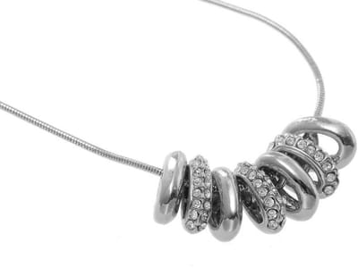 Behave - Korte zilverkleur ketting met ronde hanger en kristalstenen - Nikkelvrij - 40cm + verlengketting