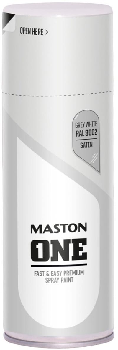 Maston ONE - spuitverf - zijdeglans - grijswit (RAL 9002) - 400 ml - spuitbus verf