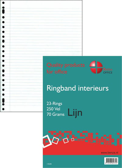 Benza - Ringband interieur A4 - Schrijfpapier Lijn - 23 ringen - 250 vel