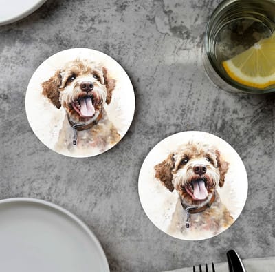 GR onderzetters voor glazen - Waterpaint Dog Doodle - Vinyl - 6st