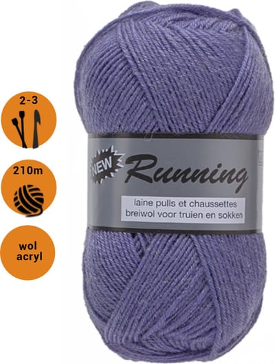 Lammy Yarns Running Sokkenwol - lila (722) - 1 bol wol en acryl garen - pendikte 2 a 3 mm. - 50 grams