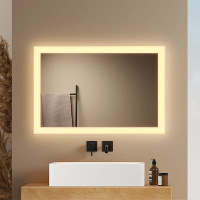 EMKE Badkamerspiegel LM03 - Geschikt voor Wandschakelaar - 3000K Warm Wit - 40 x 60 CM - Horizontaal/Verticaal Hangend