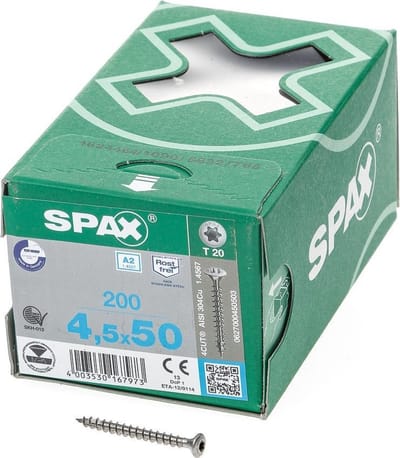 Spax Spaanplaatschroef lenskop RVS T-Star T20 4.5x50mm (per 200 stuks)