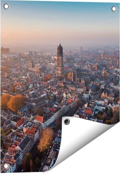 Gards Tuinposter Utrecht vanuit de Lucht - 40x50 cm - Tuindoek - Tuindecoratie - Wanddecoratie buiten - Tuinschilderij